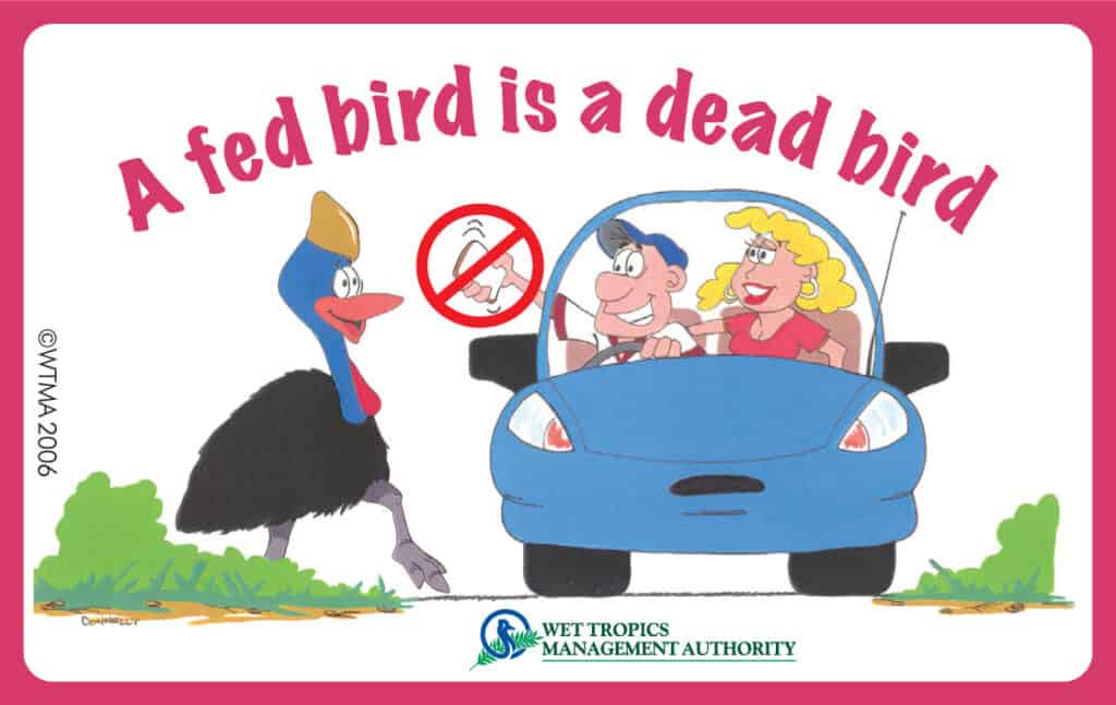 Photo of sign stating that a fed bird is a dead bird.