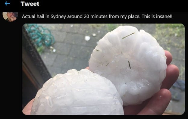 Photo of giant hailstones
