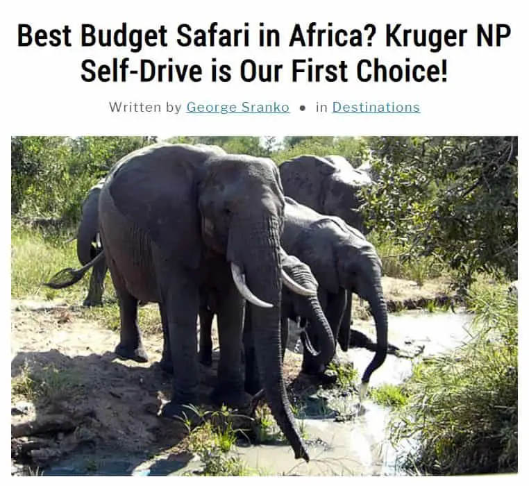 Image of post about safari in Kruger National Park